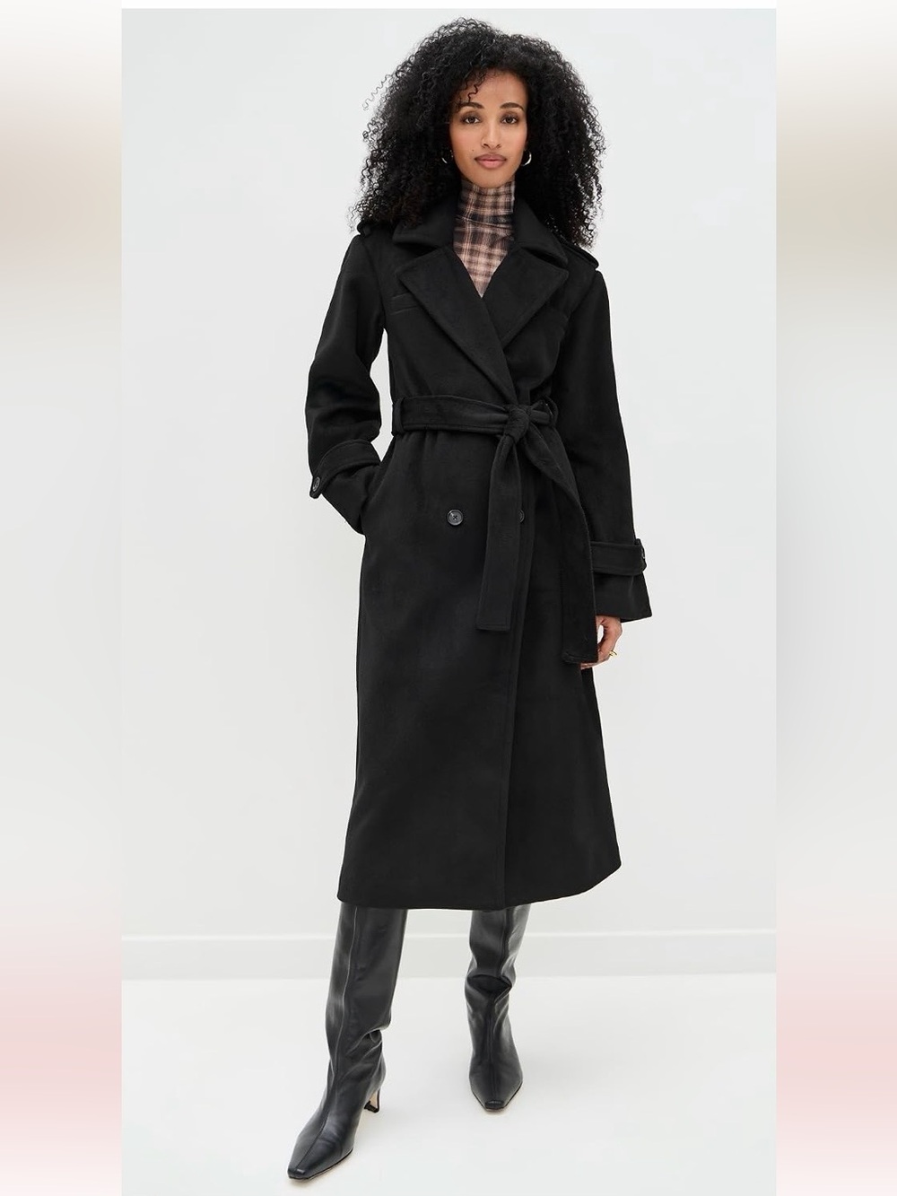4th & Reckless Anderson Black Tailored Belted Longline Trench Coat sz Large NWT